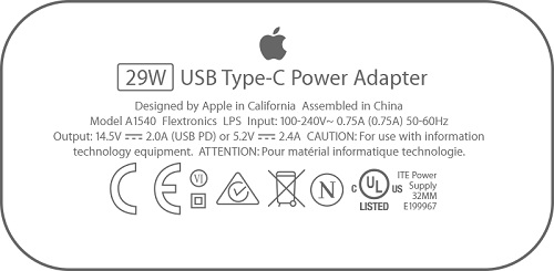 29W USB-C Power Adapter Spec