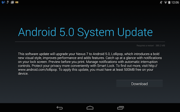 Android 5.0 System Update