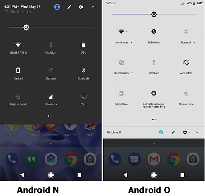 Android N VS Android O