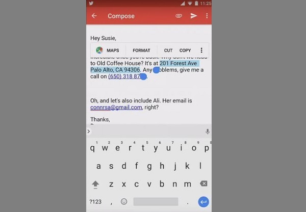 Android O Smart Text Selection