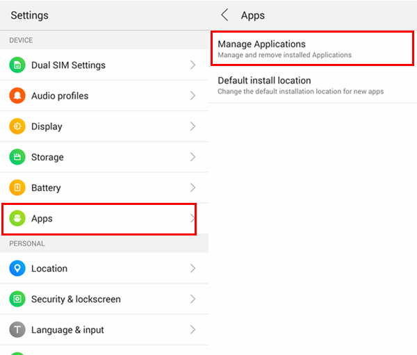 Android Settings Apps