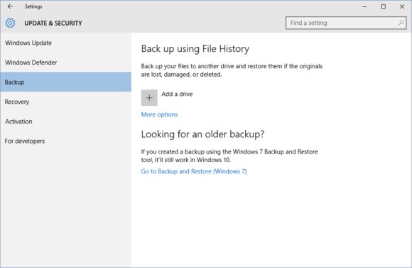 Back up Using File History