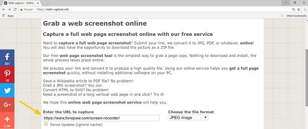 Online Tool to Capture Webpage Screenshot