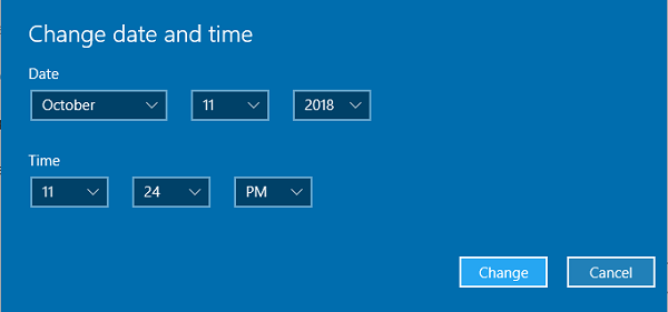 Change Date and Time Windows