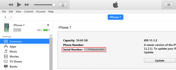 Check Serial Number via iTunes