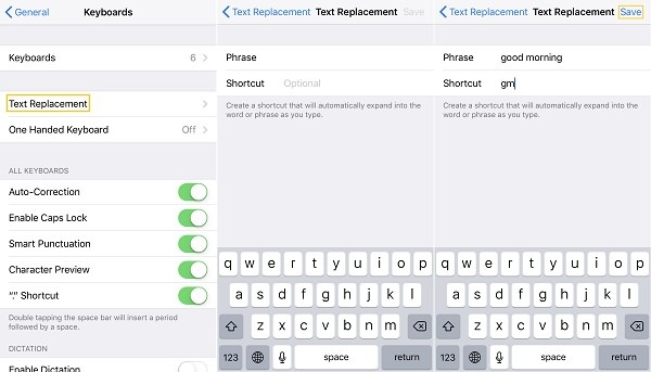 Create iPhone Keyboard Shortcuts