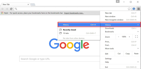 Delete Search History in Chrome