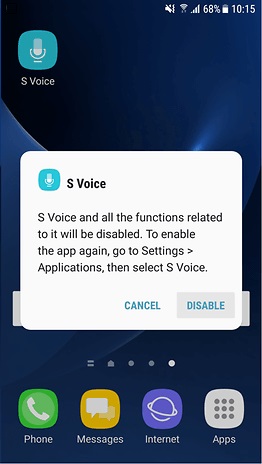 Disable S Voice