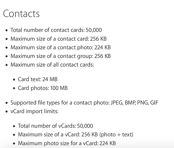 Apple Double iCloud Contacts Limit