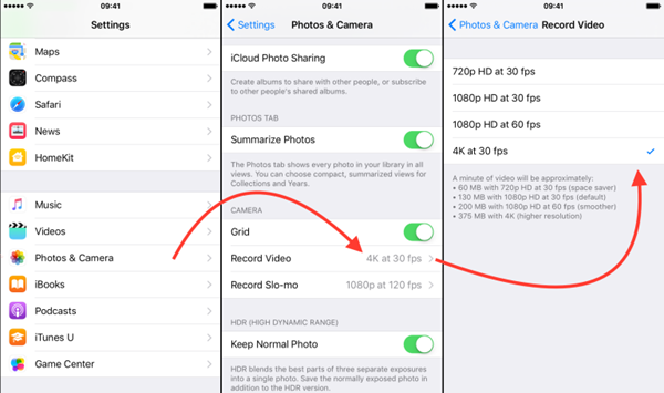 Enable 4K Video on iPhone