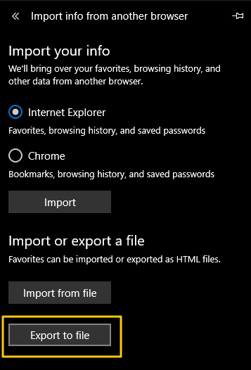 Export Bookmark from Edge