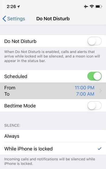 iOS 12 Bedtime Mode