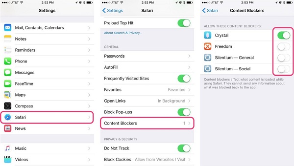 Enable Content Blocker on iOS 9