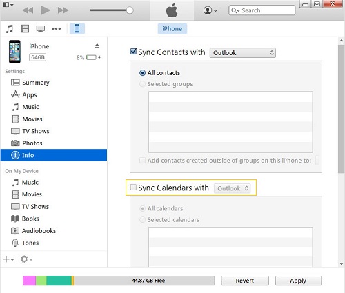 Sync Calendar to Outlook with iTunes