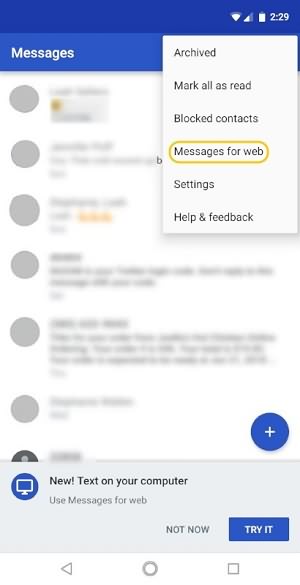 Messages for Web on Android