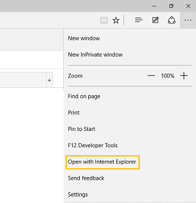 Open with Internet Explorer on Microsoft Edge
