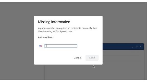 Missing Information Window Gmail