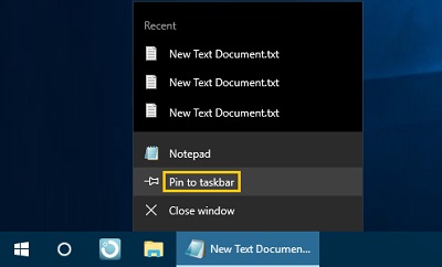 Pin Notepad to Taskbar