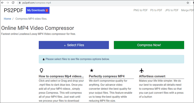 Compress MP4 Videos Online With PS2PDF