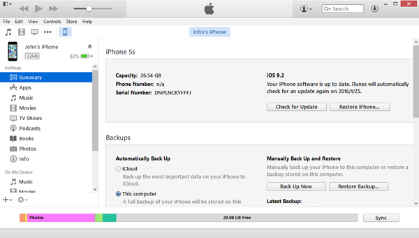 Restore iPhone via iTunes 12