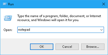Run Notepad on Windows