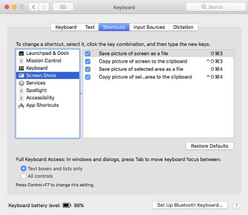 Screenshots Shortcuts on Mac