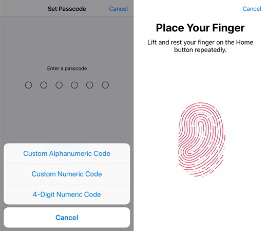 Set Touch ID and Passcode