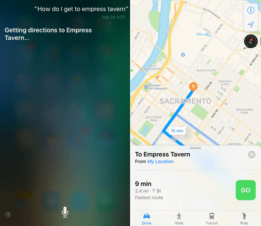 Siri Maps Navigation