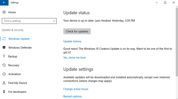 Windows Check For Update