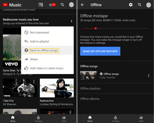 YouTube Music Save Songs Offline